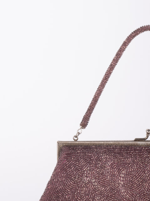 Vintage Handmade Beaded Evening Bag Burgundy