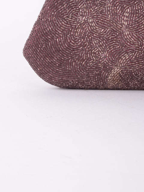 Vintage Handmade Beaded Evening Bag Burgundy