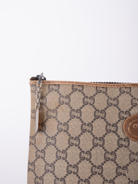 Gucci GG Vintage Beige Monogram Clutch