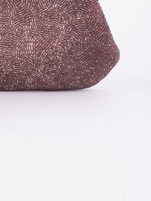 Vintage Handmade Beaded Evening Bag Burgundy