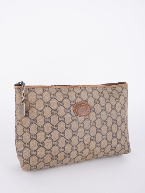 Gucci GG Vintage Beige Monogram Clutch