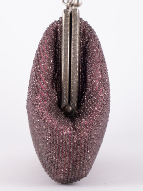 Vintage Handmade Beaded Evening Bag Burgundy
