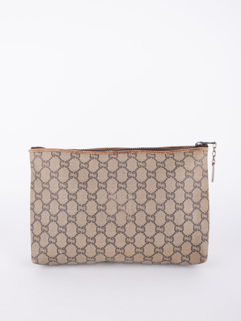 Gucci GG Vintage Beige Monogram Clutch