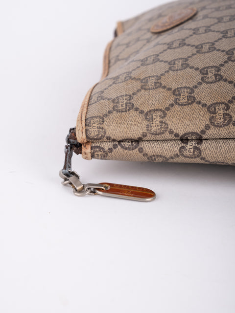 Gucci GG Vintage Beige Monogram Clutch