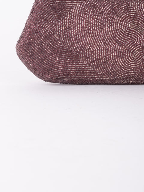 Vintage Handmade Beaded Evening Bag Burgundy