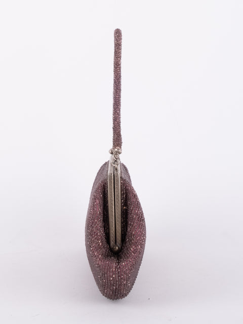 Vintage Handmade Beaded Evening Bag Burgundy