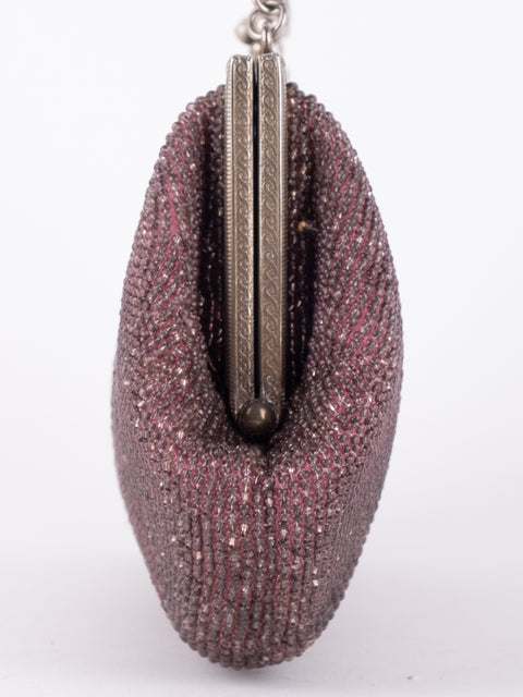 Vintage Handmade Beaded Evening Bag Burgundy