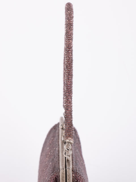 Vintage Handmade Beaded Evening Bag Burgundy