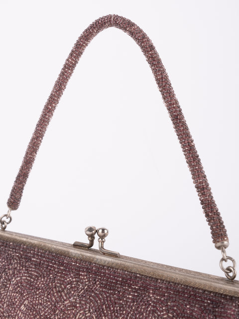 Vintage Handmade Beaded Evening Bag Burgundy
