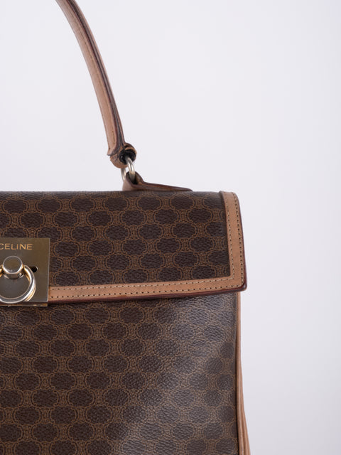 Celine Macadam Vintage Brown Top Handle Tote Bag