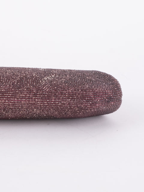 Vintage Handmade Beaded Evening Bag Burgundy