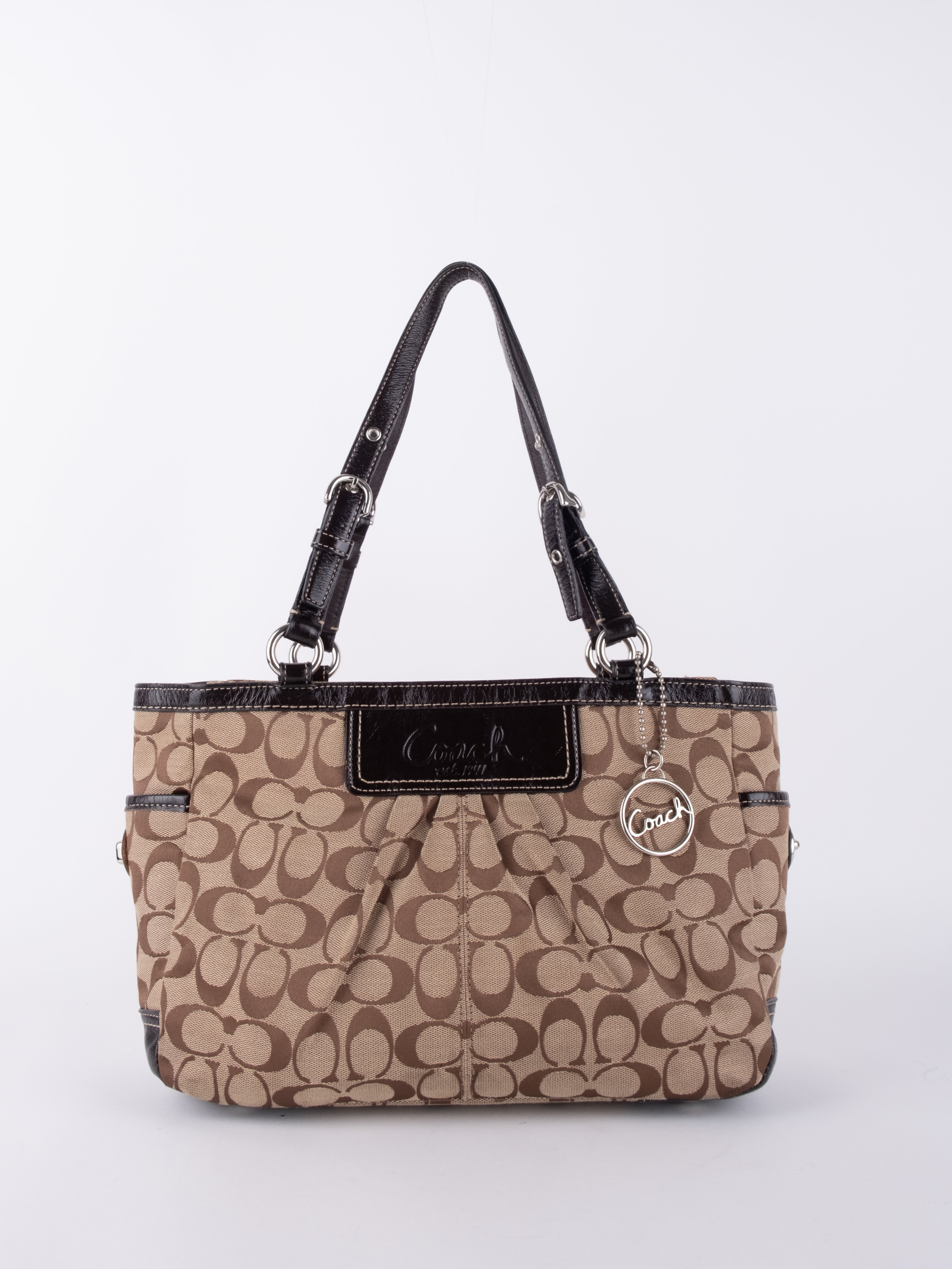 COACH Vintage Signature Black Trim Shoulder Bag