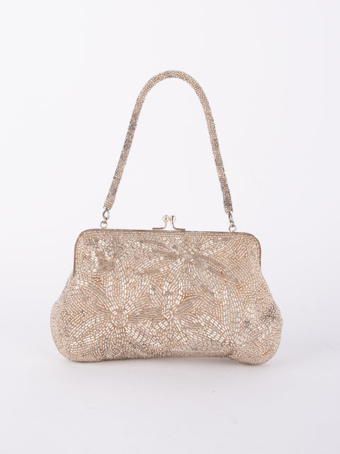 Vintage Handmade Beaded Evening Bag Burgundy
