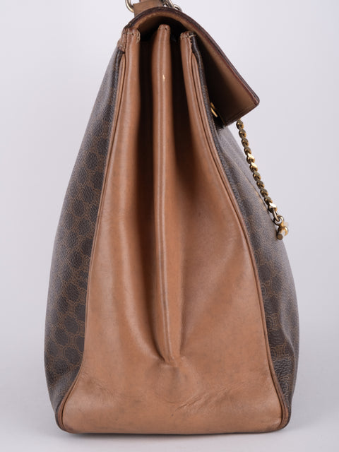 Celine Macadam Vintage Brown Top Handle Tote Bag