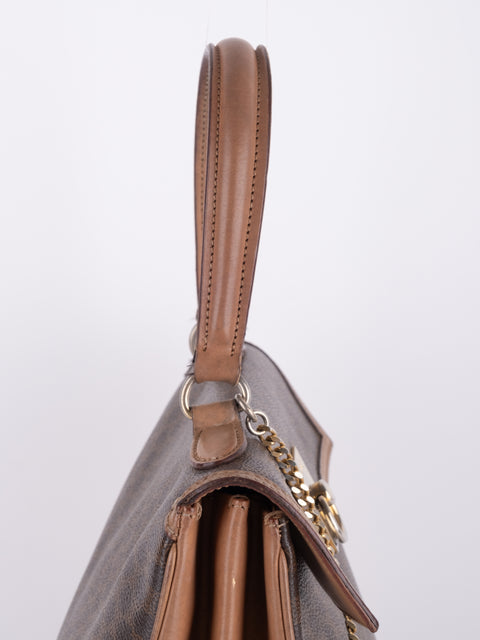 Celine Macadam Vintage Brown Top Handle Tote Bag