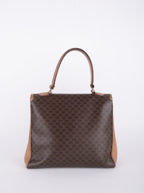Celine Macadam Vintage Brown Top Handle Tote Bag