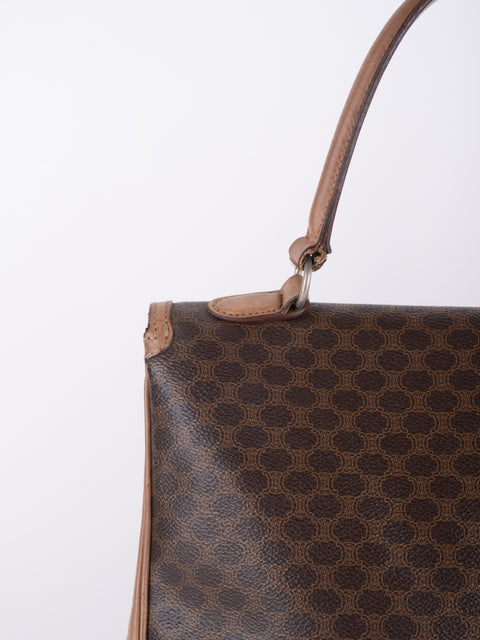 Celine Macadam Vintage Brown Top Handle Tote Bag