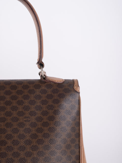 Celine Macadam Vintage Brown Top Handle Tote Bag