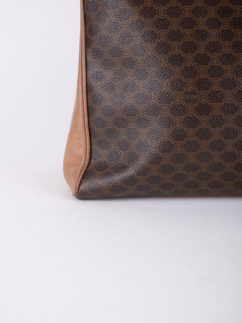 Celine Macadam Vintage Brown Top Handle Tote Bag