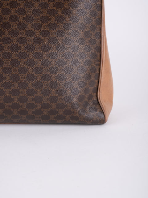 Celine Macadam Vintage Brown Top Handle Tote Bag