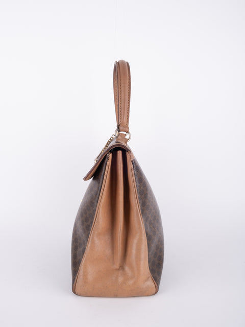 Celine Macadam Vintage Brown Top Handle Tote Bag