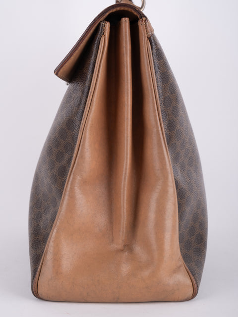 Celine Macadam Vintage Brown Top Handle Tote Bag
