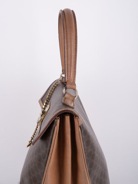 Celine Macadam Vintage Brown Top Handle Tote Bag