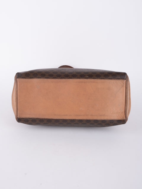 Celine Macadam Vintage Brown Top Handle Tote Bag