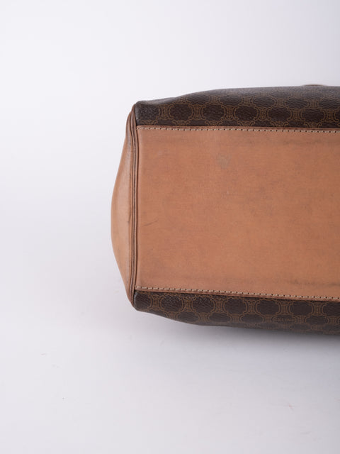 Celine Macadam Vintage Brown Top Handle Tote Bag