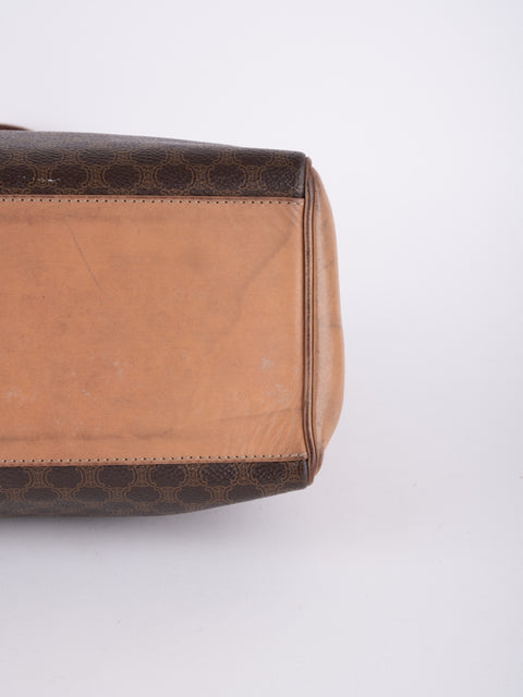 Celine Macadam Vintage Brown Top Handle Tote Bag