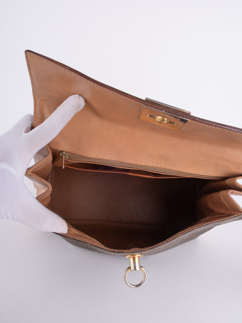Celine Macadam Vintage Brown Top Handle Tote Bag