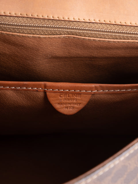 Celine Macadam Vintage Brown Top Handle Tote Bag