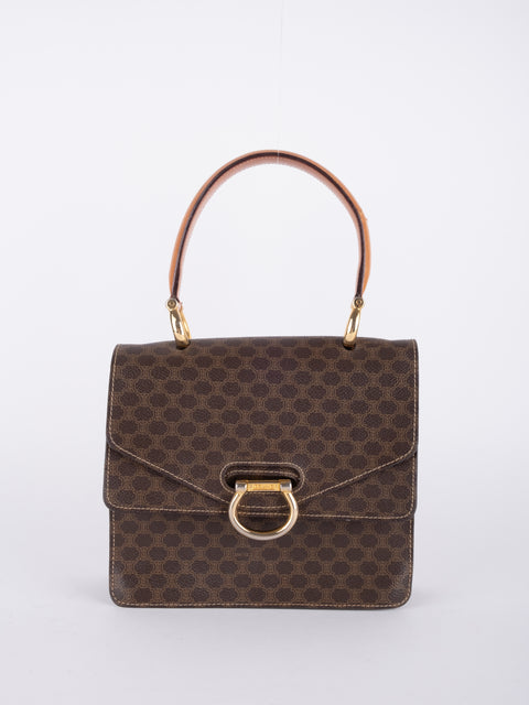 Celine Macadam Vintage Brown Structured Handbag