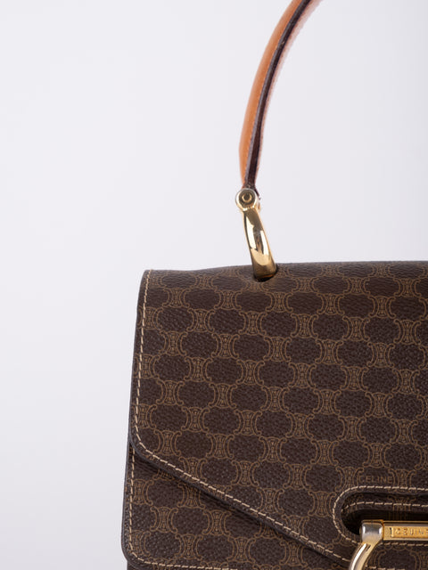 Celine Macadam Vintage Brown Structured Handbag