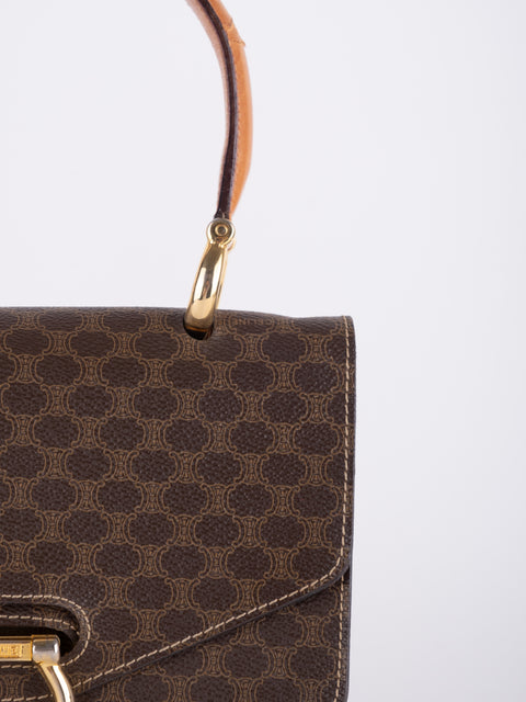 Celine Macadam Vintage Brown Structured Handbag