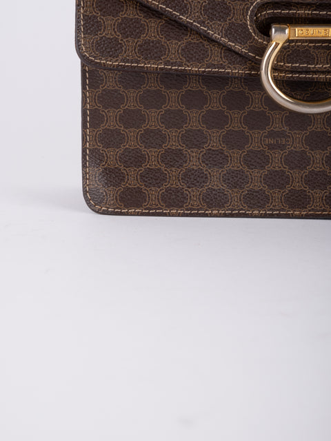 Celine Macadam Vintage Brown Structured Handbag