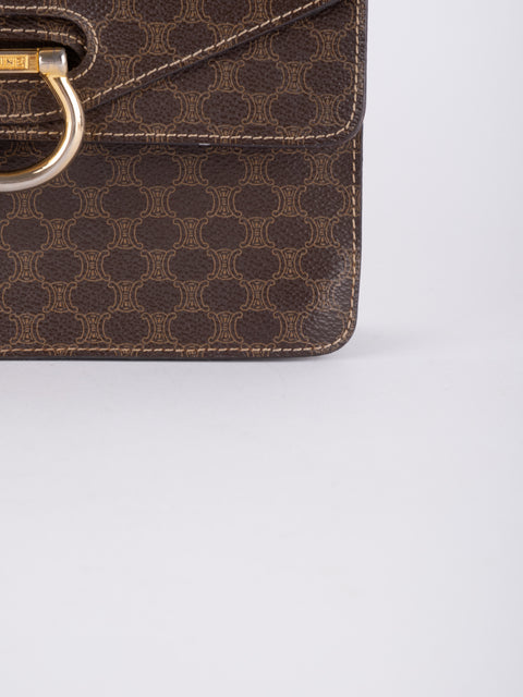 Celine Macadam Vintage Brown Structured Handbag