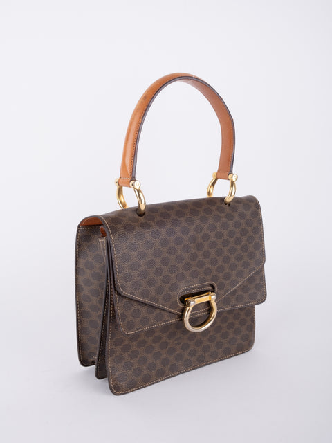 Celine Macadam Vintage Brown Structured Handbag