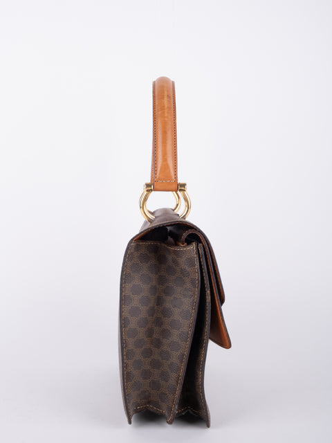 Celine Macadam Vintage Brown Structured Handbag