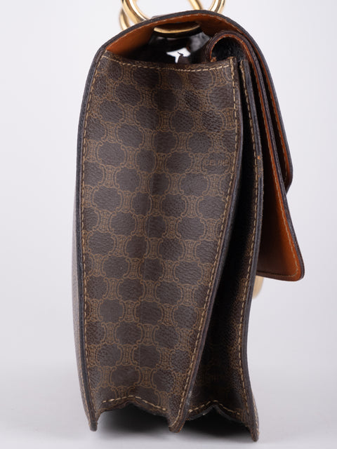Celine Macadam Vintage Brown Structured Handbag