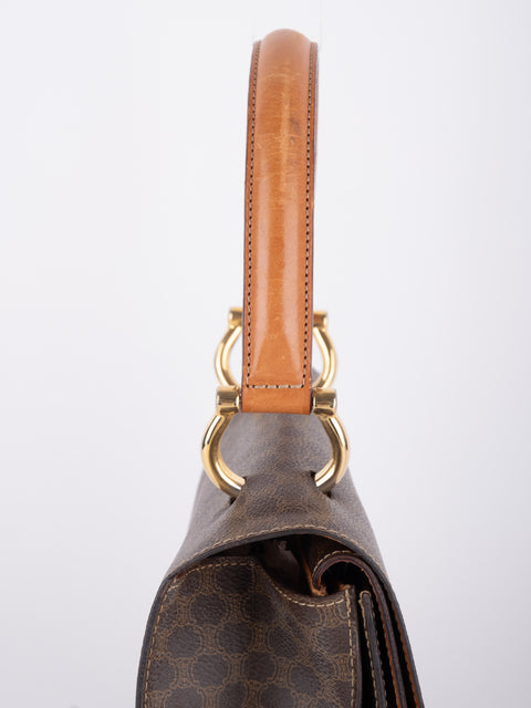 Celine Macadam Vintage Brown Structured Handbag