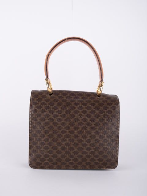 Celine Macadam Vintage Brown Structured Handbag