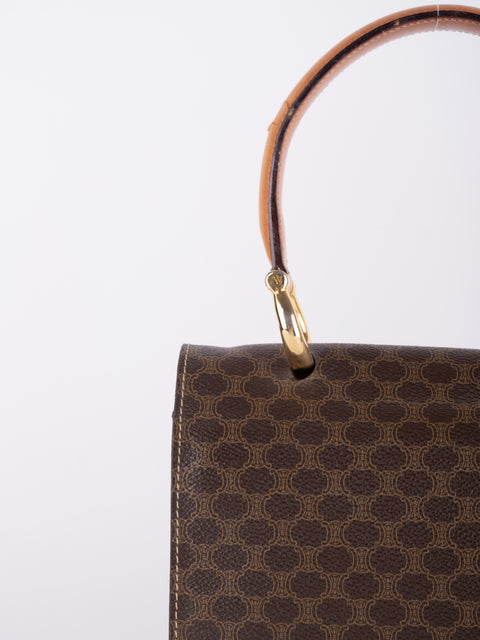 Celine Macadam Vintage Brown Structured Handbag