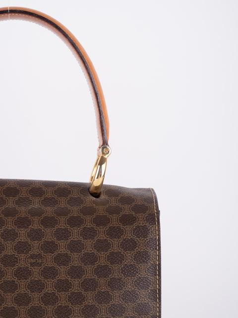 Celine Macadam Vintage Brown Structured Handbag