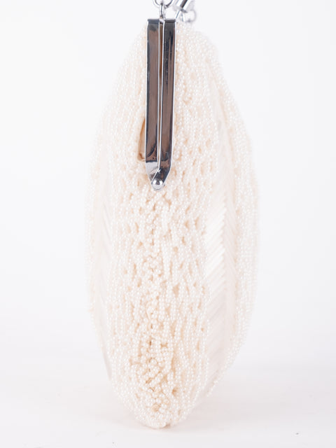 Vintage Handmade Beaded Mini Shoulder Bag Ivory