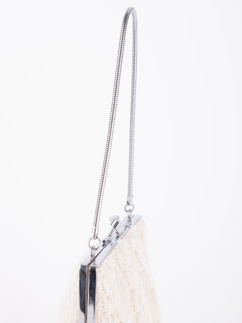 Vintage Handmade Beaded Mini Shoulder Bag Ivory