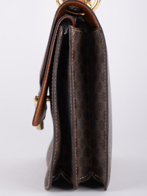 Celine Macadam Vintage Brown Structured Handbag