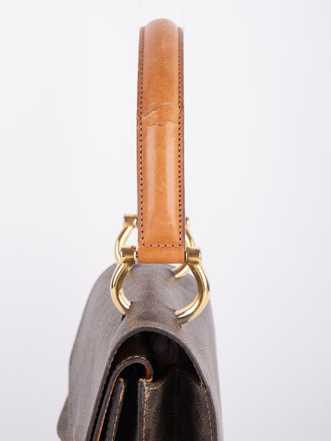 Celine Macadam Vintage Brown Structured Handbag