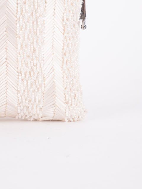 Vintage Handmade Beaded Mini Shoulder Bag Ivory