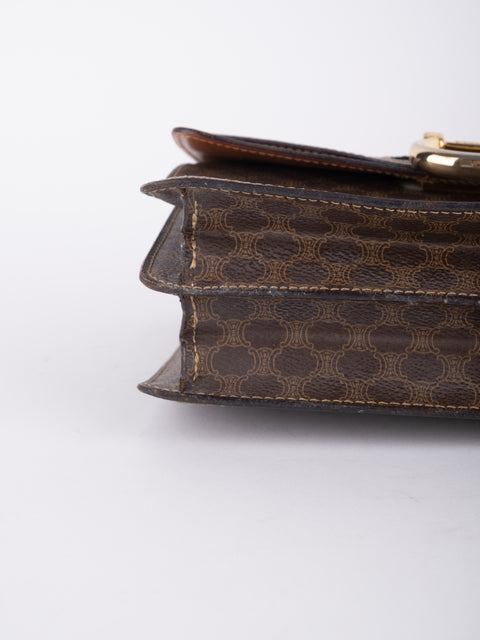 Celine Macadam Vintage Brown Structured Handbag
